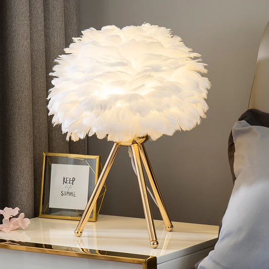 Feather Bedroom Table Lamp