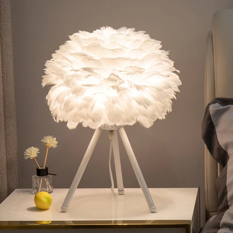 Feather Bedroom Table Lamp