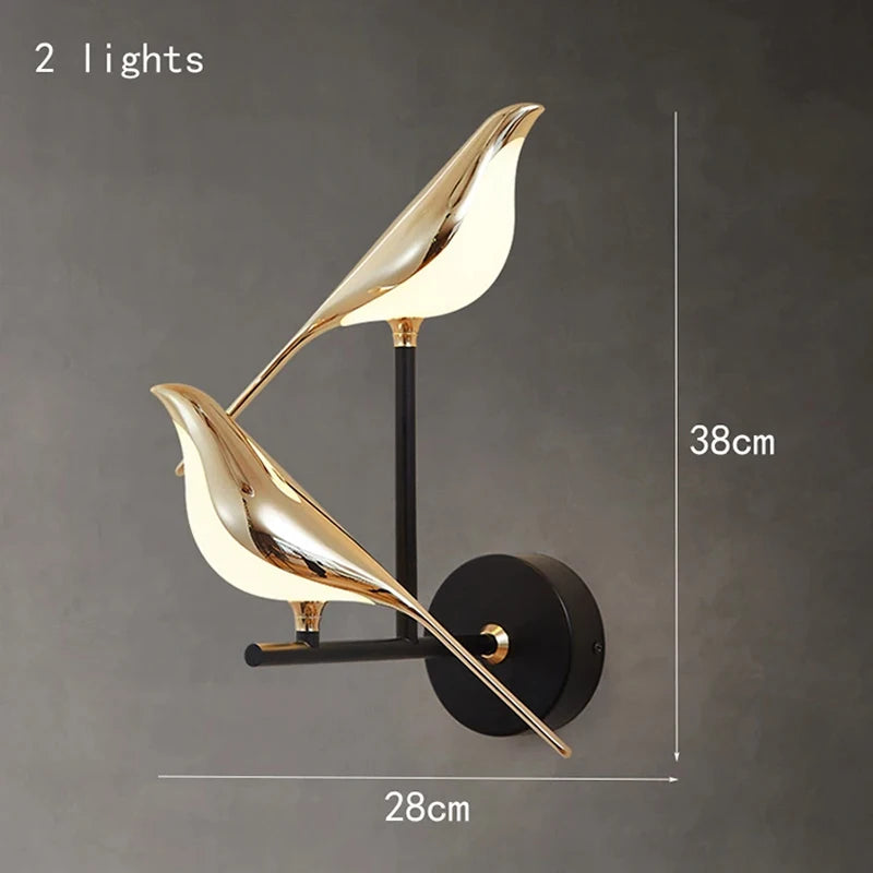 Nordic Golden Bird LED Wall Lights