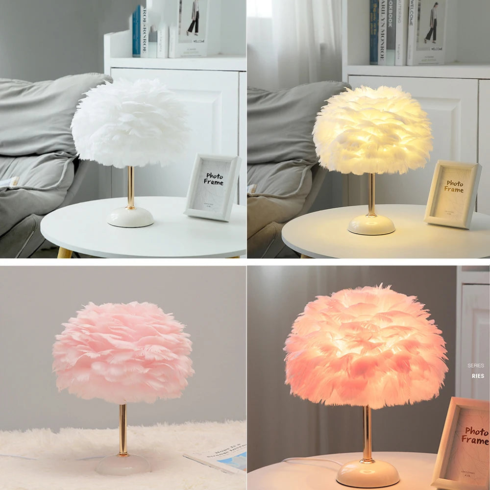 Feather Lamps with Long Stand Ceramic Base High Quality