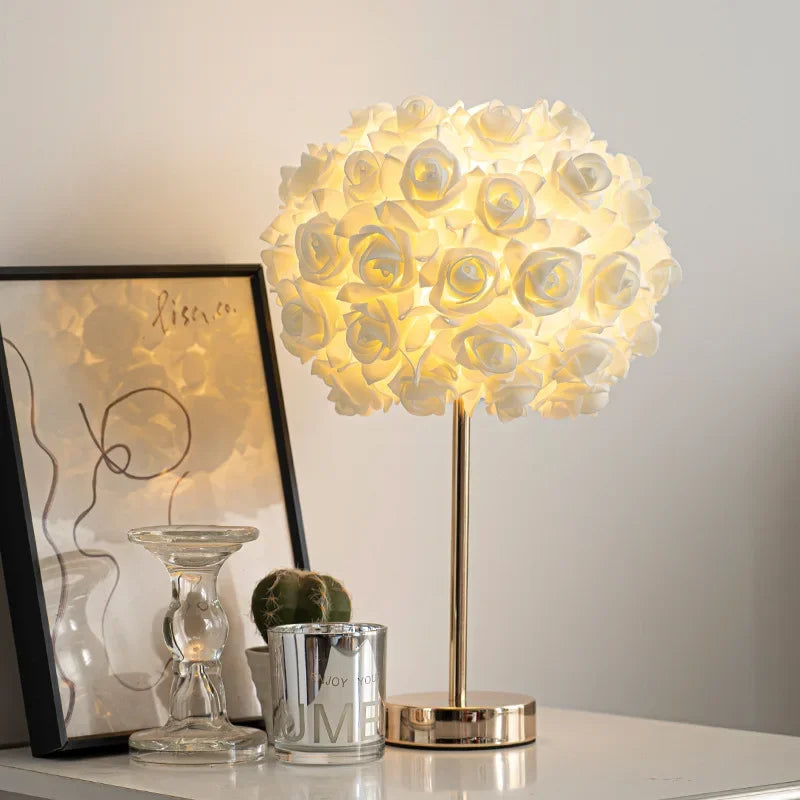 Bedroom Bedside Lamp Creative Rose Table