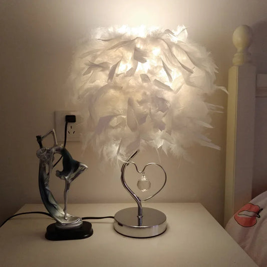 Nordic Heart-shaped Crystal Decoration Lamps Feather