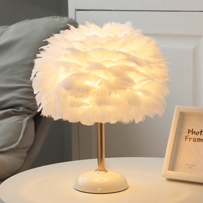 Feather Lamps with Long Stand Ceramic Base High Quality