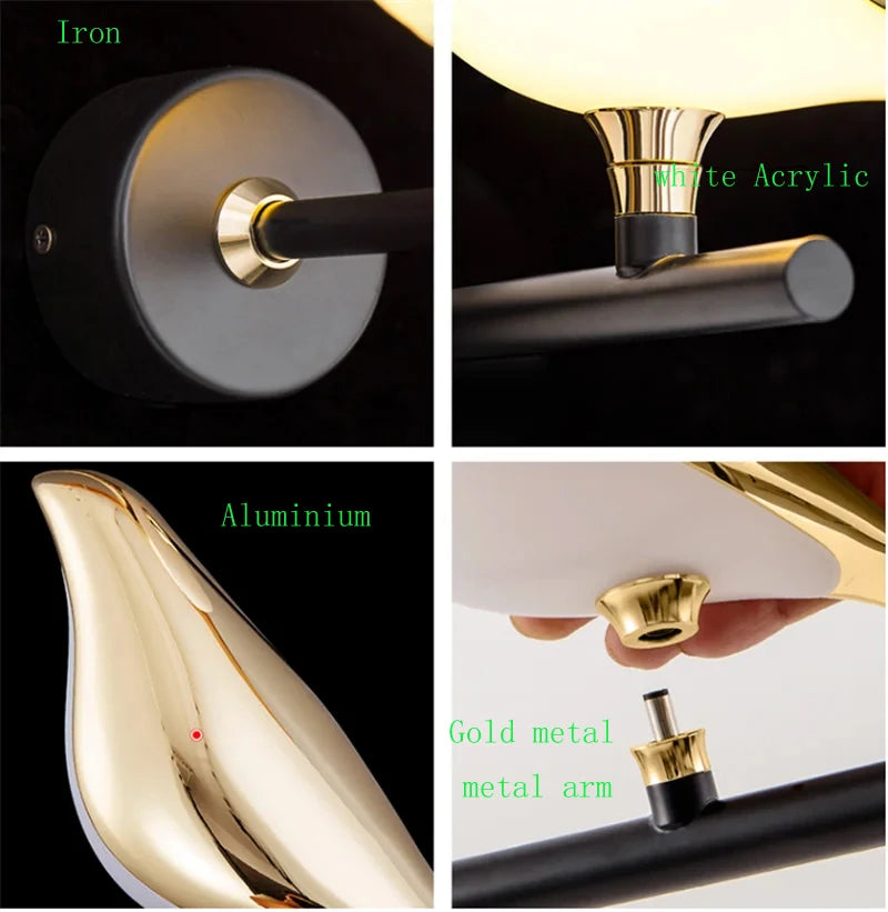 Nordic Golden Bird LED Wall Lights