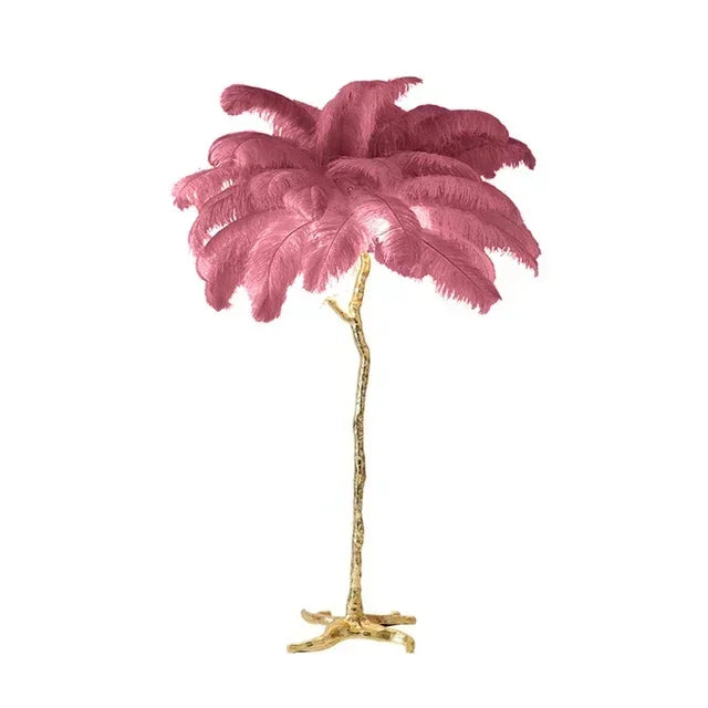 Nordic Ostrich Feather Led Floor Lamp Resin Copper Living Room Home Decor Standing Light Indoor Lighting