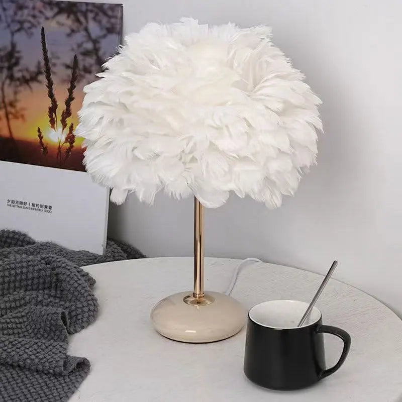 Home Ceramic Feather Table Lamp