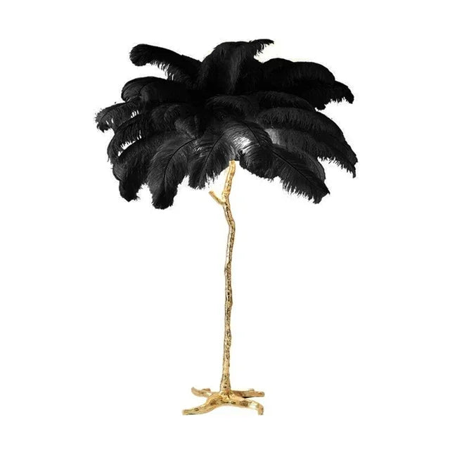 Nordic Ostrich Feather Led Floor Lamp Resin Copper Living Room Home Decor Standing Light Indoor Lighting