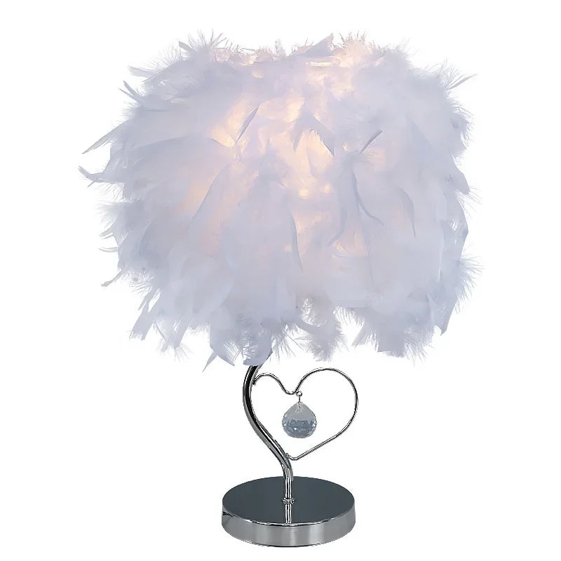 Nordic Heart-shaped Crystal Decoration Lamps Feather