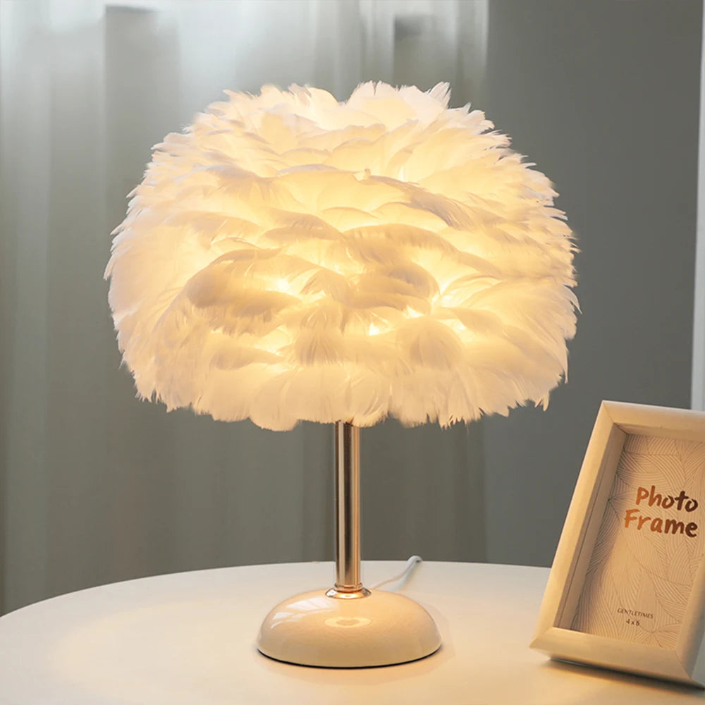 Feather Lamps with Long Stand Ceramic Base High Quality