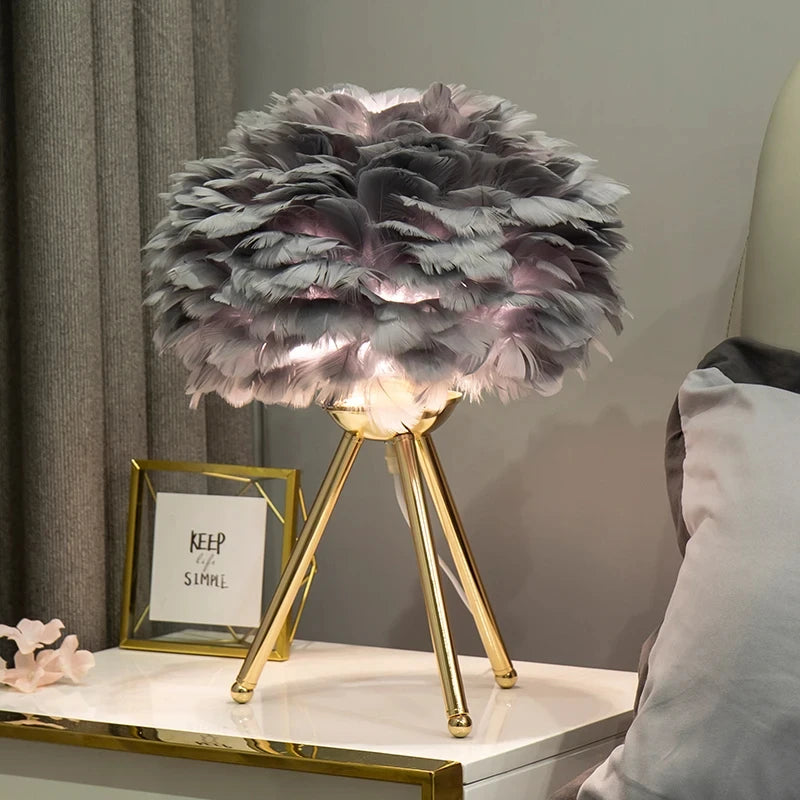 Feather Bedroom Table Lamp