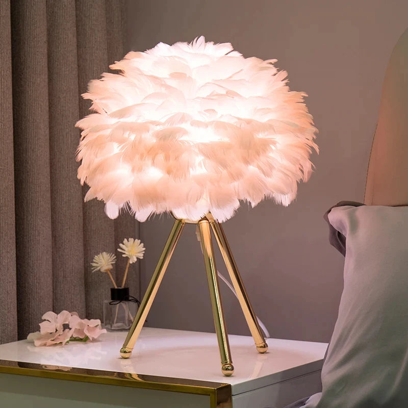 Feather Bedroom Table Lamp