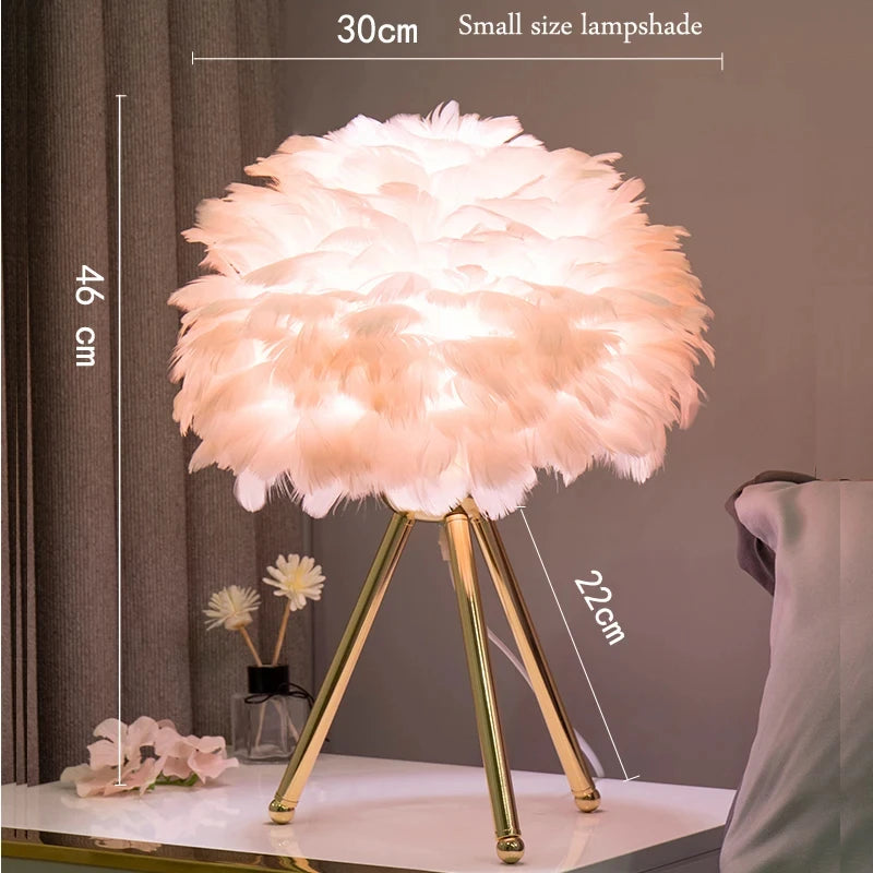 Feather Bedroom Table Lamp