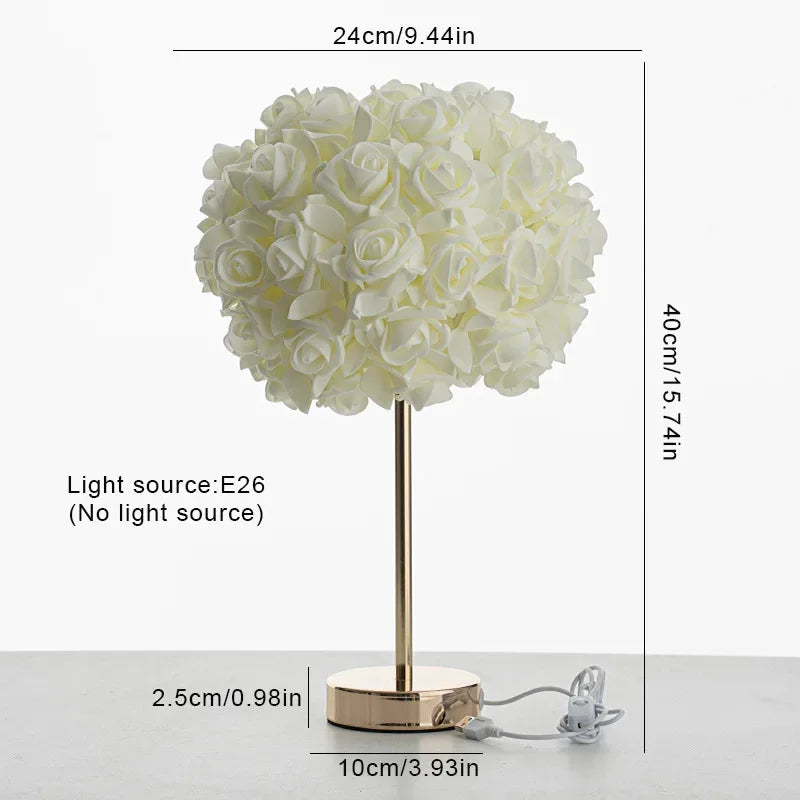 Bedroom Bedside Lamp Creative Rose Table