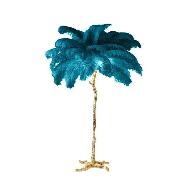 Nordic Ostrich Feather Led Floor Lamp Resin Copper Living Room Home Decor Standing Light Indoor Lighting