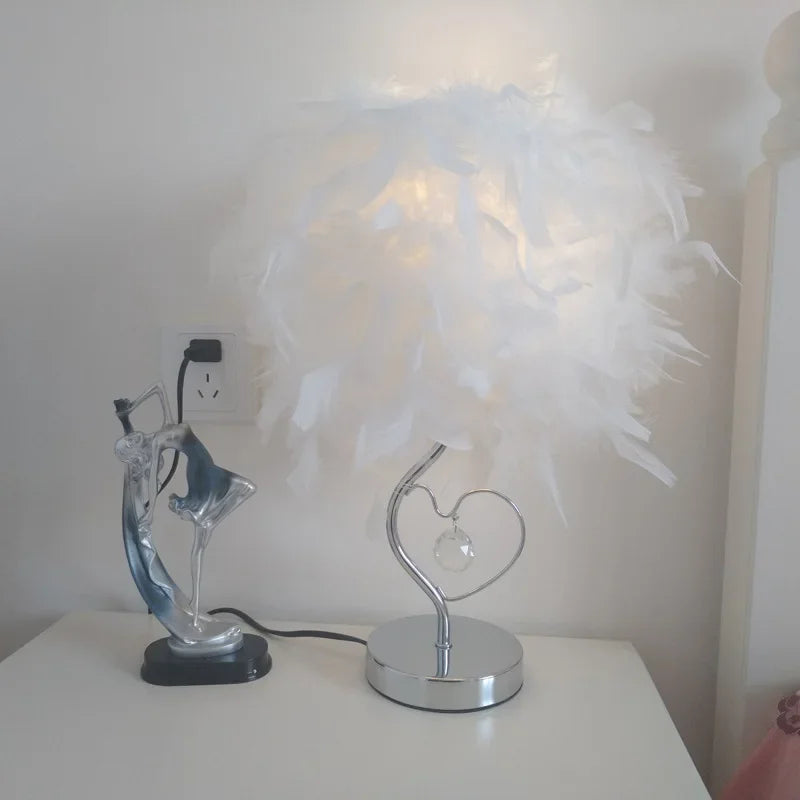 Nordic Heart-shaped Crystal Decoration Lamps Feather