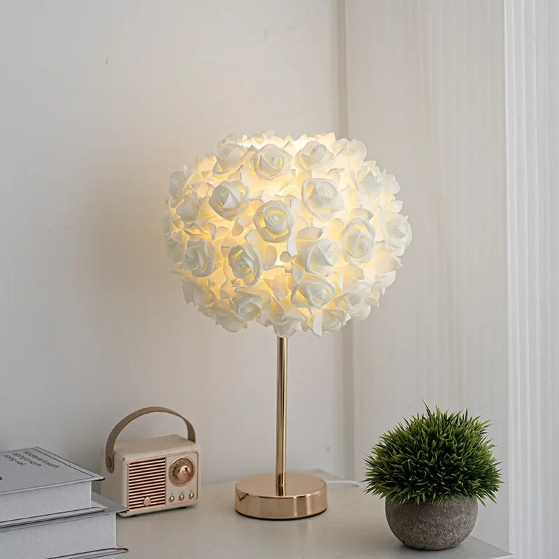 Bedroom Bedside Lamp Creative Rose Table